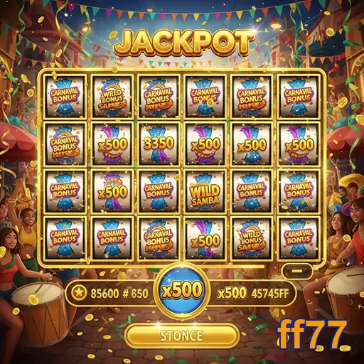 Imagem do bônus Carnaval do jogo Jackpot em ff77, destacando a atmosfera festiva e prêmios emocionantes.