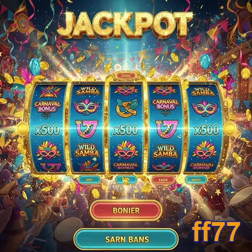 Imagem do slot jackpot Carnaval no site ff77, destacando cores vibrantes e tematização festiva.